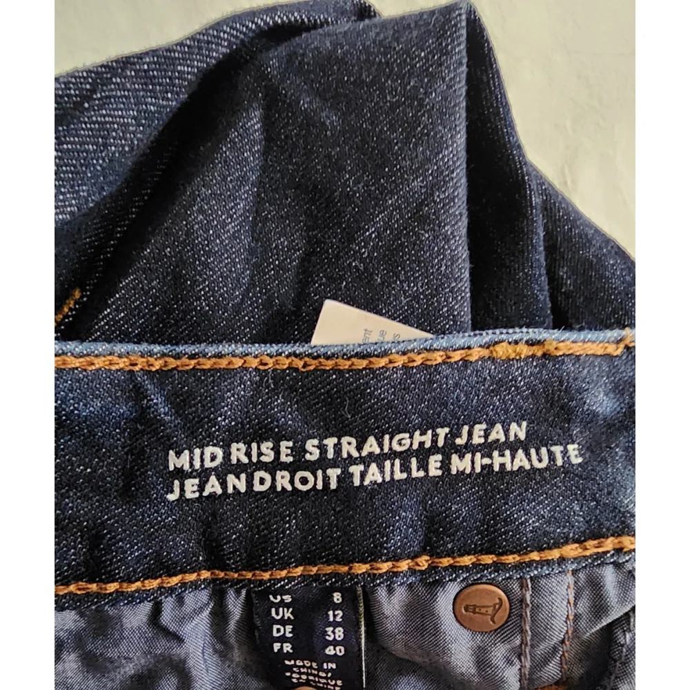 Lands' End Women Dark Denim Mid Rise Straight Jeans Sz 8 - Picture 11 of 14